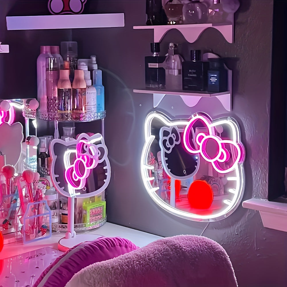 Hello Kitty LED Neon Mirror β Adjustable Glow