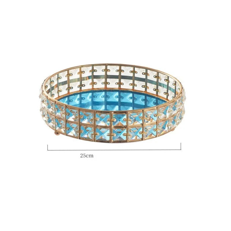Crystal Mirrored Vanity Tray β Metal Display Plate