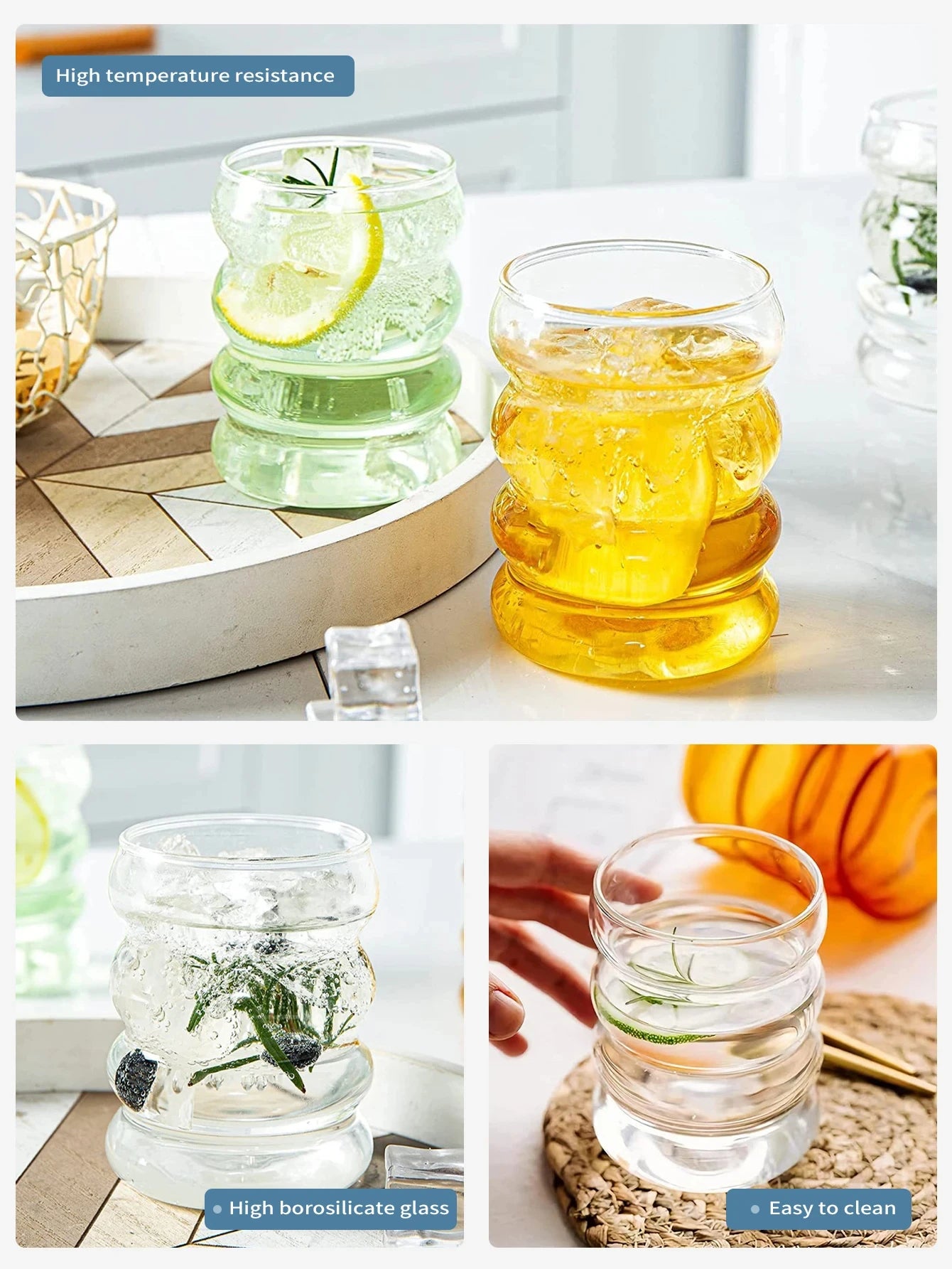 Leeseph Vintage Glass Mugs (Set of 4) β Creative Cups