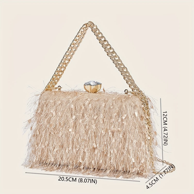 Feather Evening Chain Clutch β Luxe Party Bag