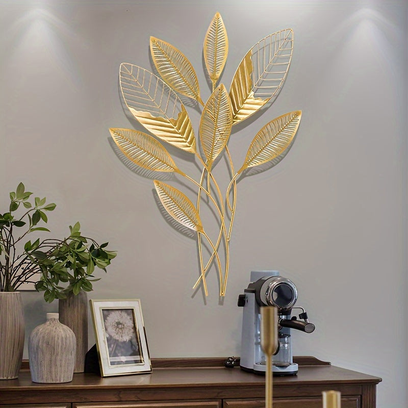 Golden Leaf Art Deco Wall Sign – Luxe Accent