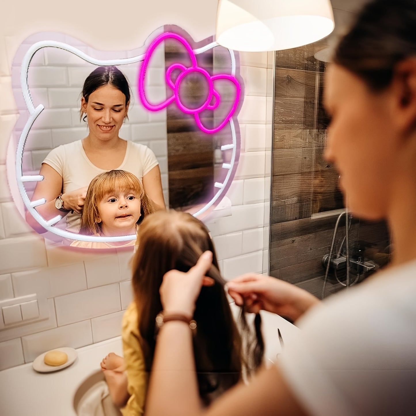 Hello Kitty LED Neon Mirror – Adjustable Glow