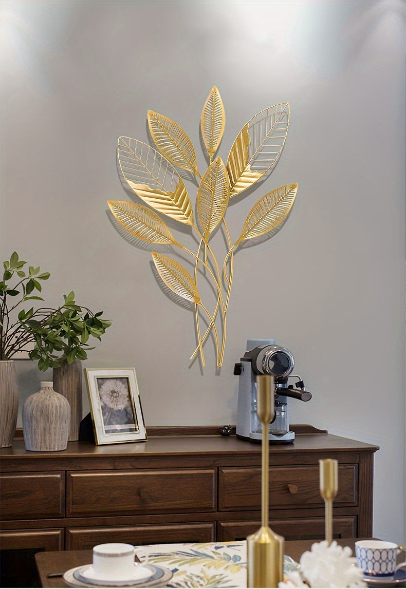 Golden Leaf Art Deco Wall Sign – Luxe Accent
