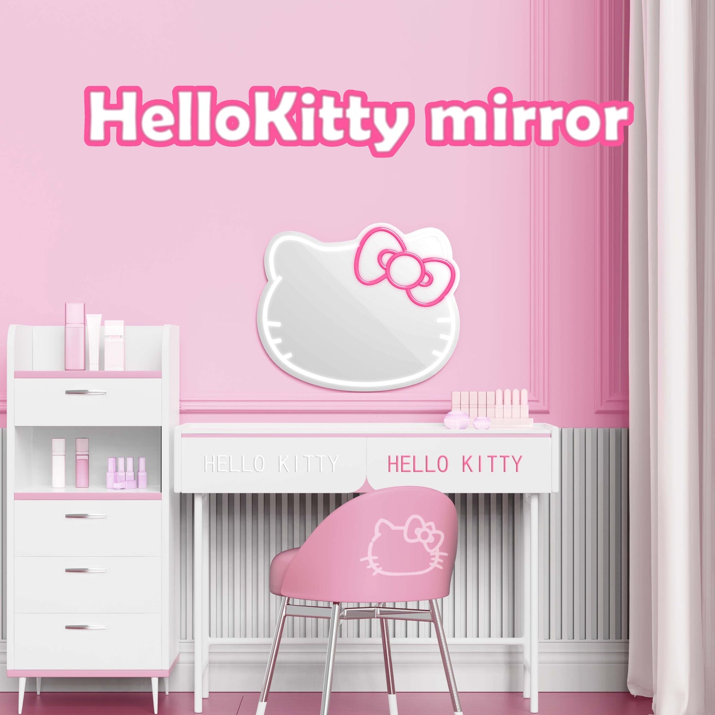 Cute Bow LED Neon Mirror – Adjustable Brightness