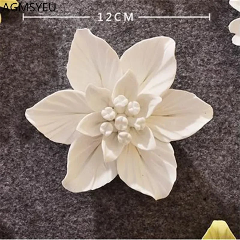 3D Ceramic Flower Wall Art – Aesthetic Home Accent