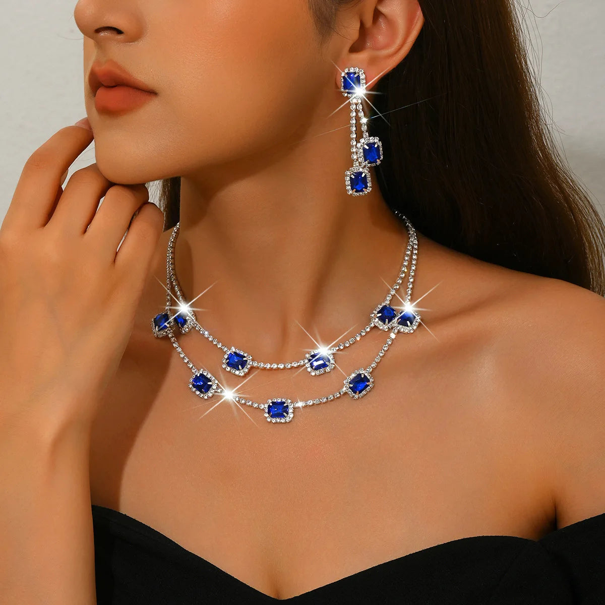 Crystal Jewelry Set (3-Piece) – Necklace & Earrings