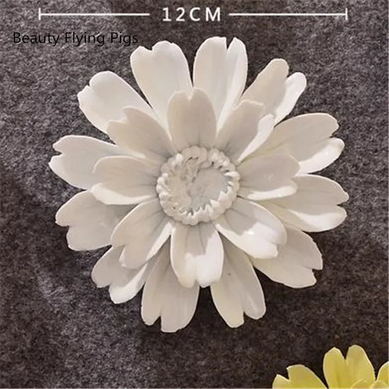 3D Ceramic Flower Wall Art – Aesthetic Home Accent