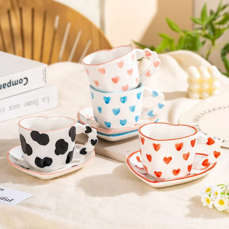 Heart Cup & Saucer – Cute INS Style