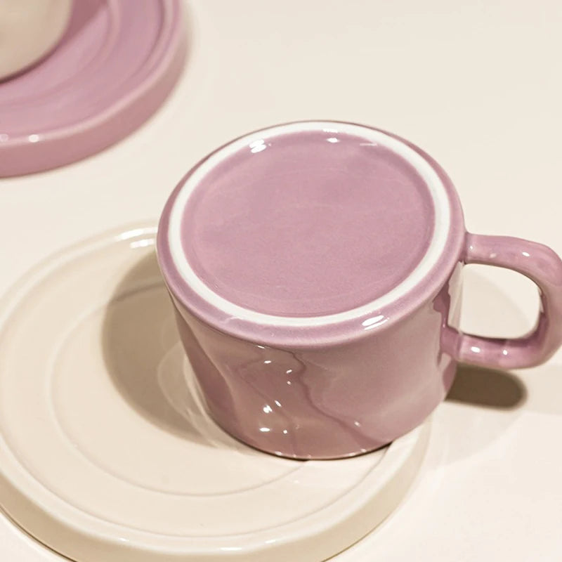 Cute Ceramic Coffee Cup & Saucer – Café Aesthetic