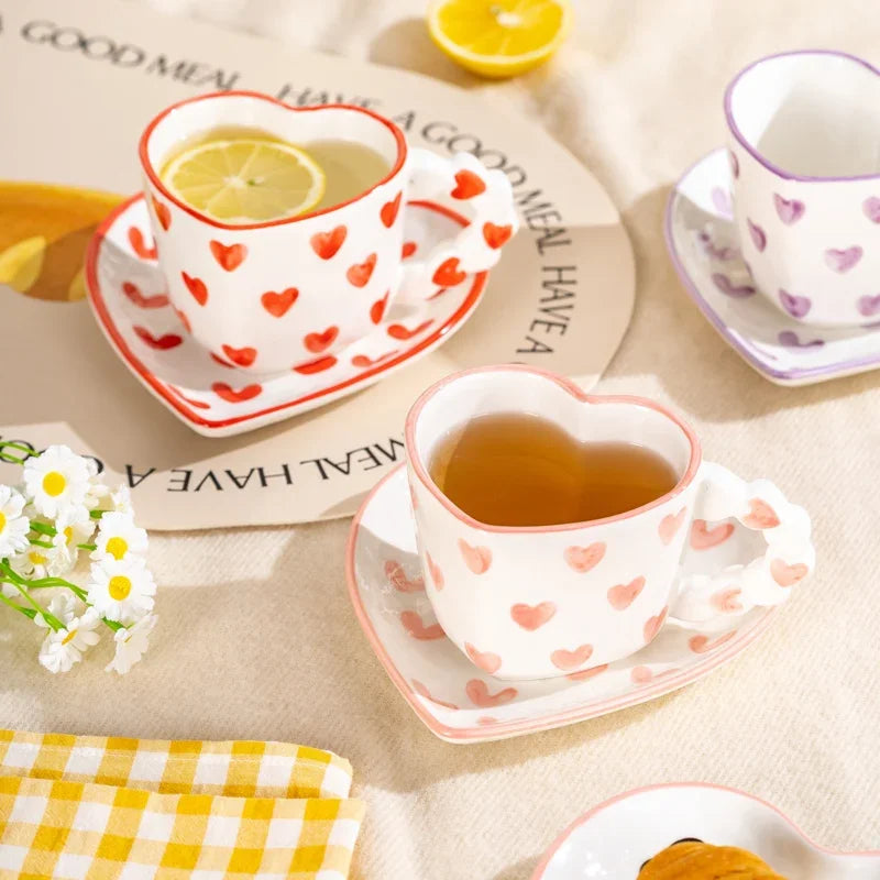 Heart Cup & Saucer – Cute INS Style