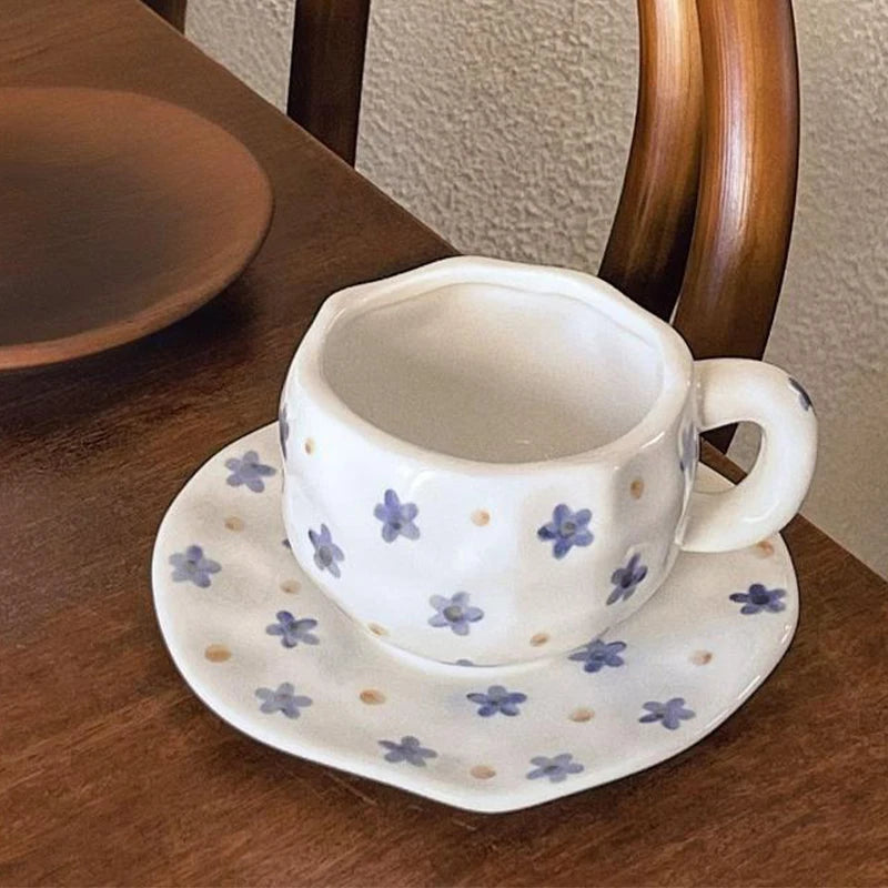 Bloom & Sip Hand-Painted Ceramic Set – Underglaze Floral