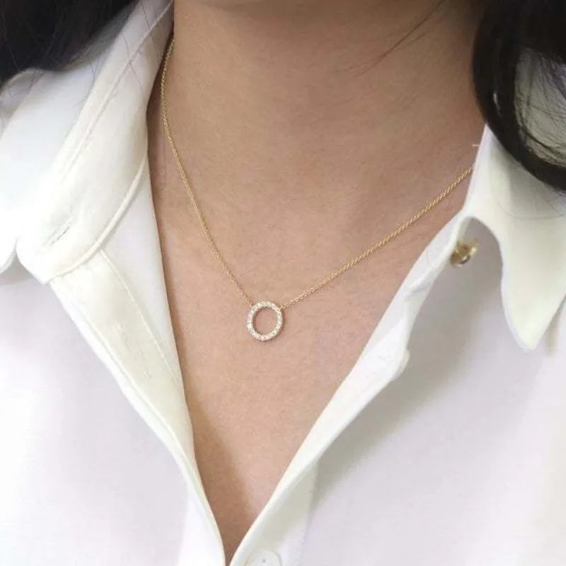 Crystal Circle Pendant – Elegant Gold Finish