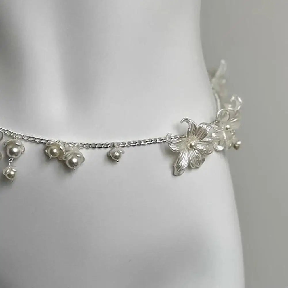 Y2K Multi-Layer Pearl Waist Chain – Retro Glam