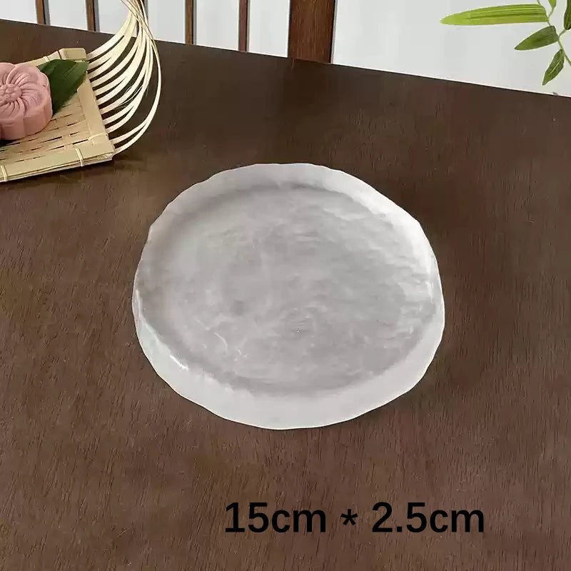 Frosted Glass Plate – Minimal Transparent Dinnerware