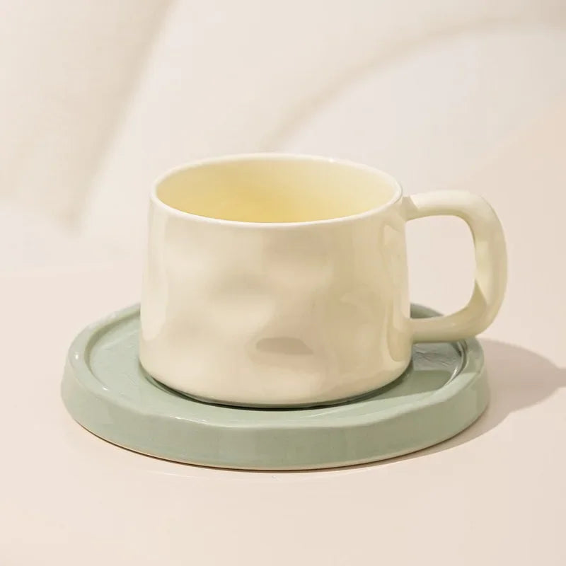 Cute Ceramic Coffee Cup & Saucer – Café Aesthetic