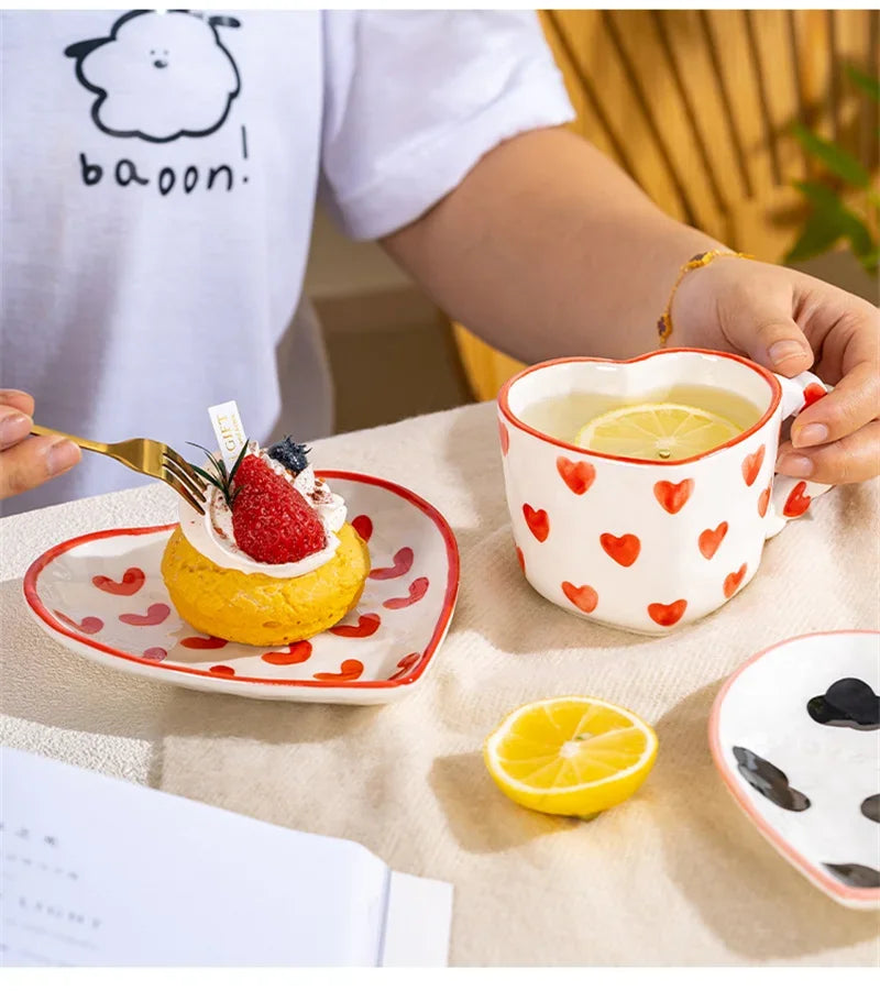 Heart Cup & Saucer – Cute INS Style