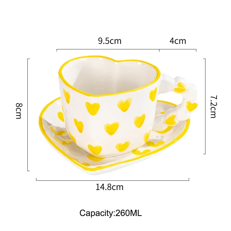 Heart Cup & Saucer – Cute INS Style