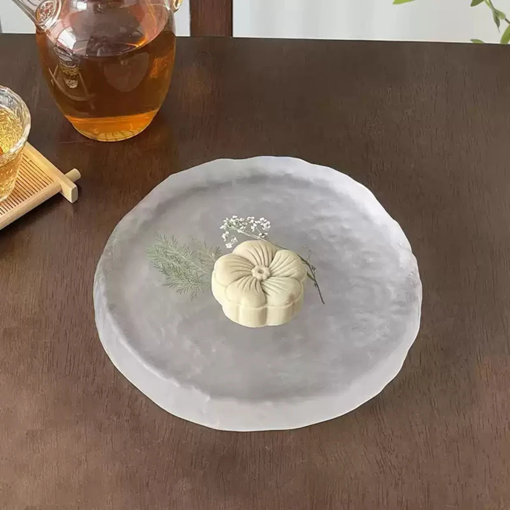 Frosted Glass Plate – Minimal Transparent Dinnerware