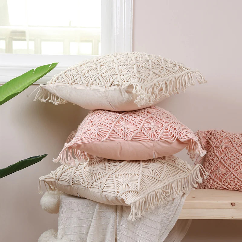 Vintage Geo Handwoven Cushion Cover – Cozy Rope Texture