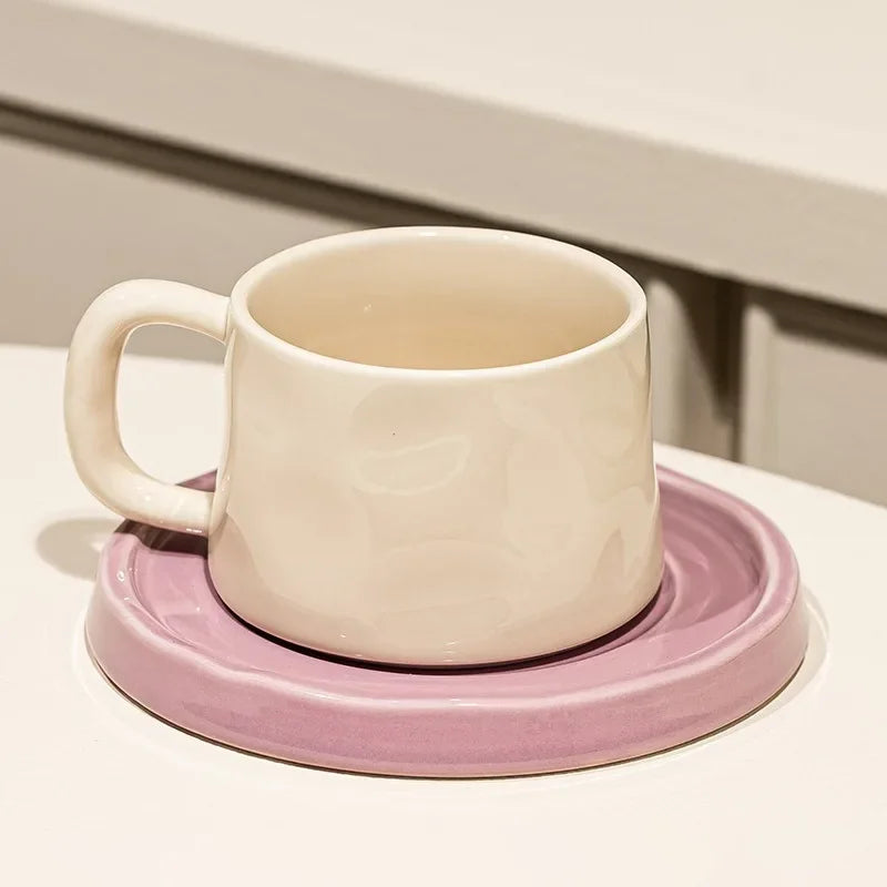 Cute Ceramic Coffee Cup & Saucer – Café Aesthetic