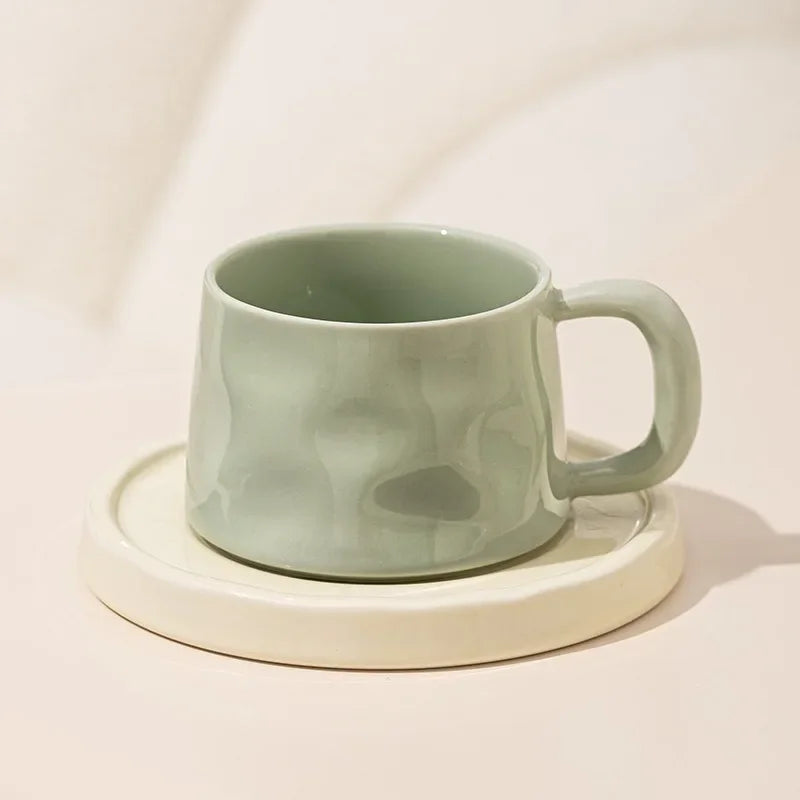 Cute Ceramic Coffee Cup & Saucer – Café Aesthetic