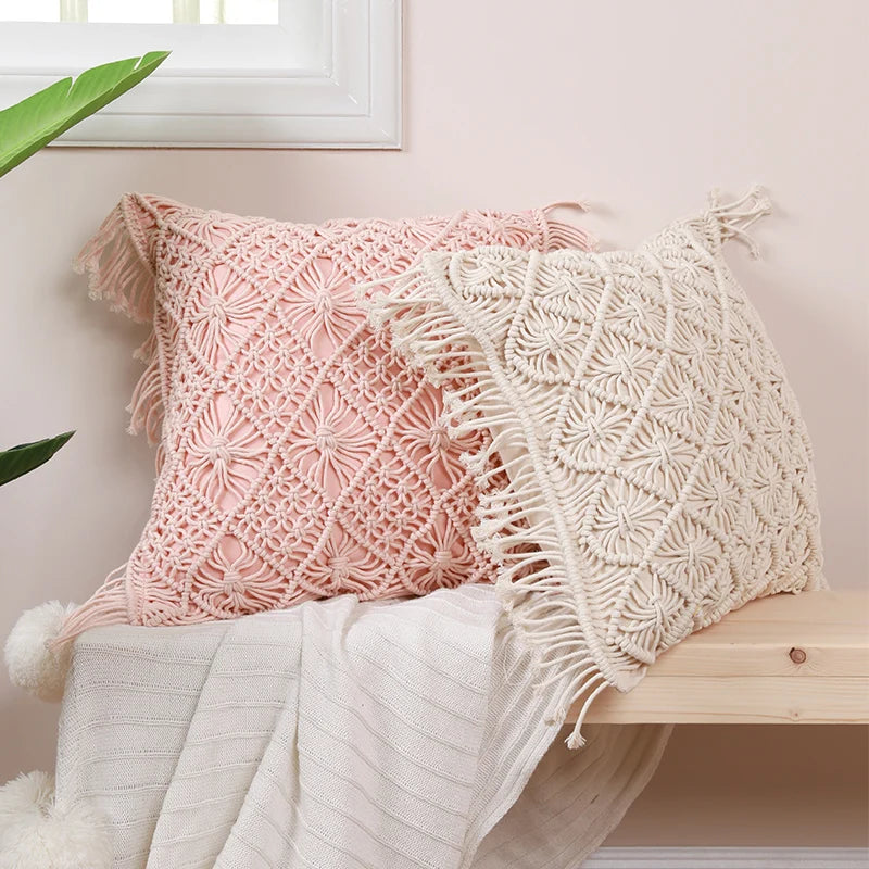 Vintage Geo Handwoven Cushion Cover – Cozy Rope Texture