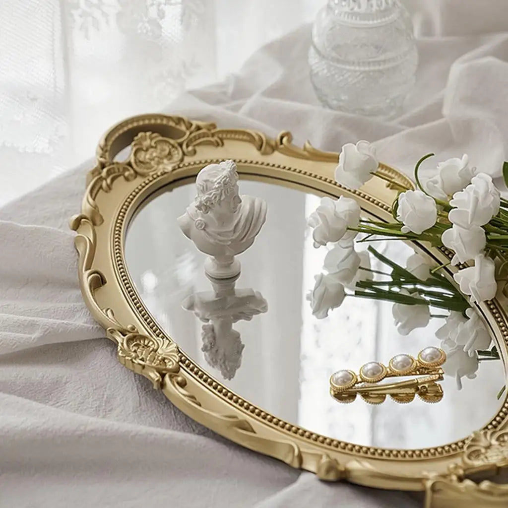 Elegant Mirror-Finish Vanity Tray – Perfume & Jewels