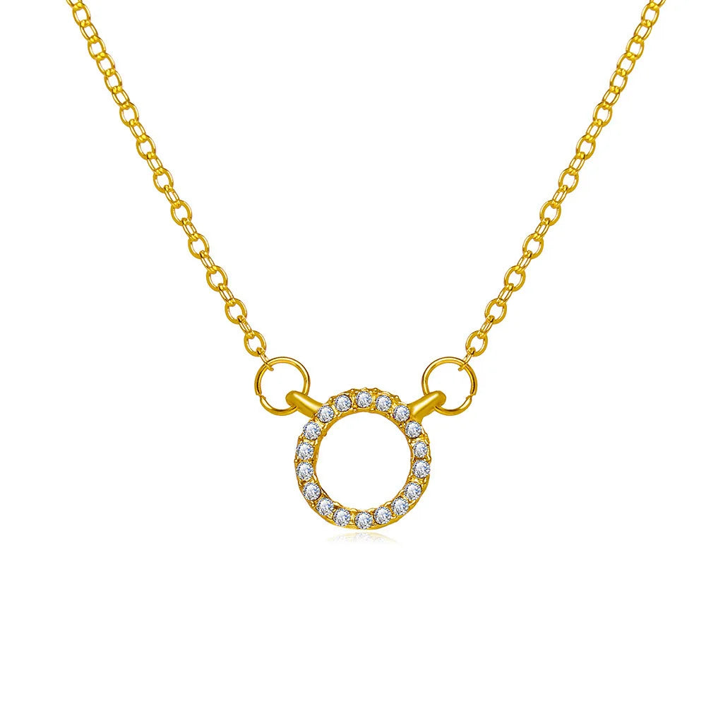 Crystal Circle Pendant – Elegant Gold Finish
