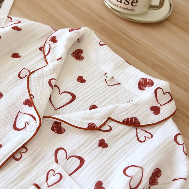 Double-Layer Cotton Sleepwear – Spring/Summer Set