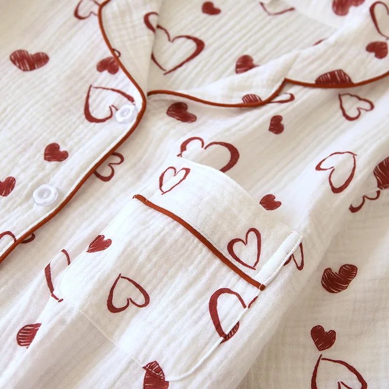 Double-Layer Cotton Sleepwear – Spring/Summer Set