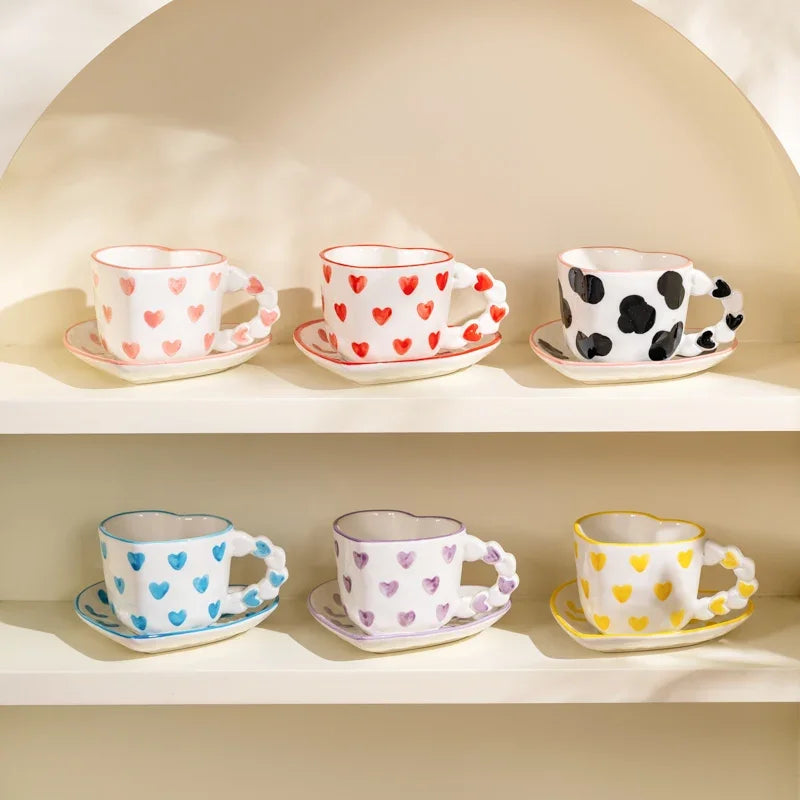 Heart Cup & Saucer – Cute INS Style