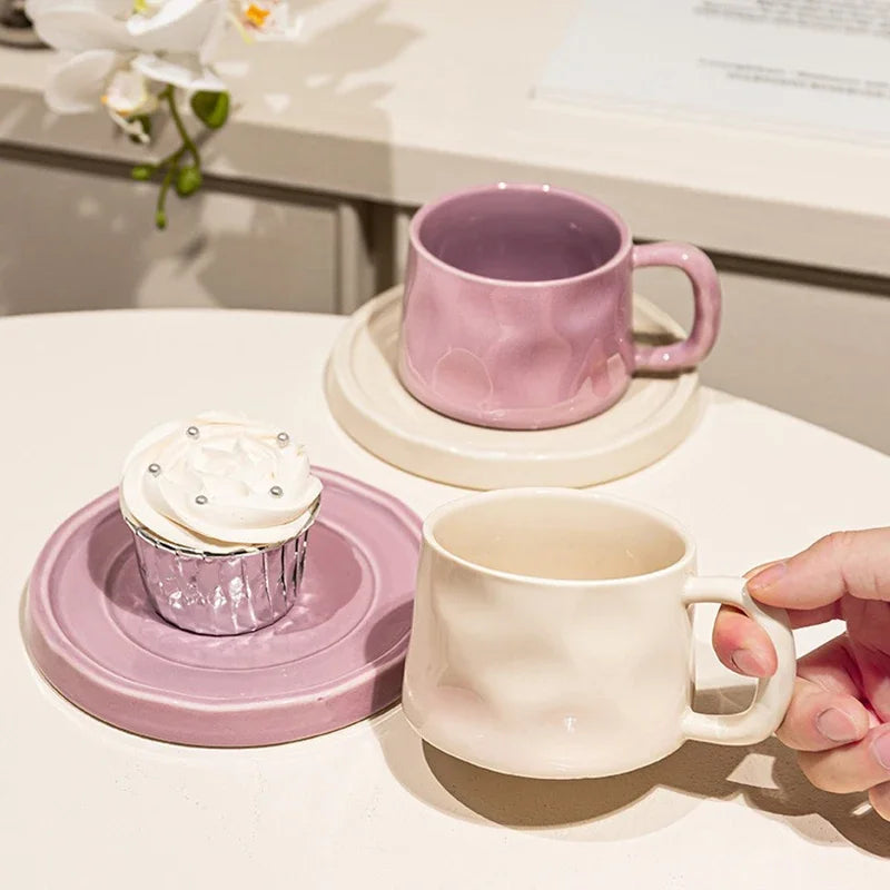Cute Ceramic Coffee Cup & Saucer – Café Aesthetic