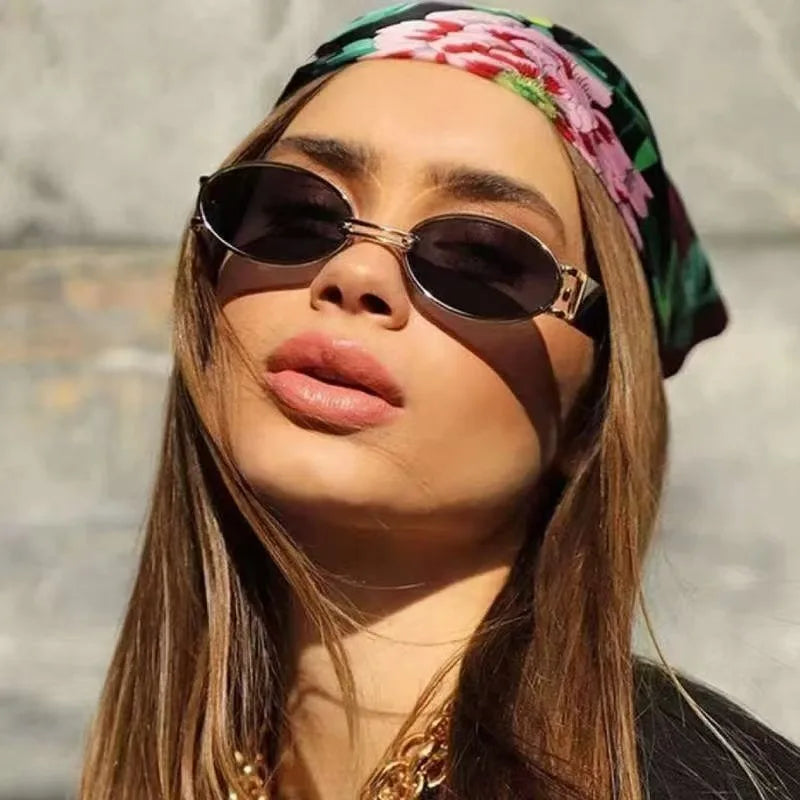 Retro Oval UV400 Sunglasses – Slim Vintage Silhouette