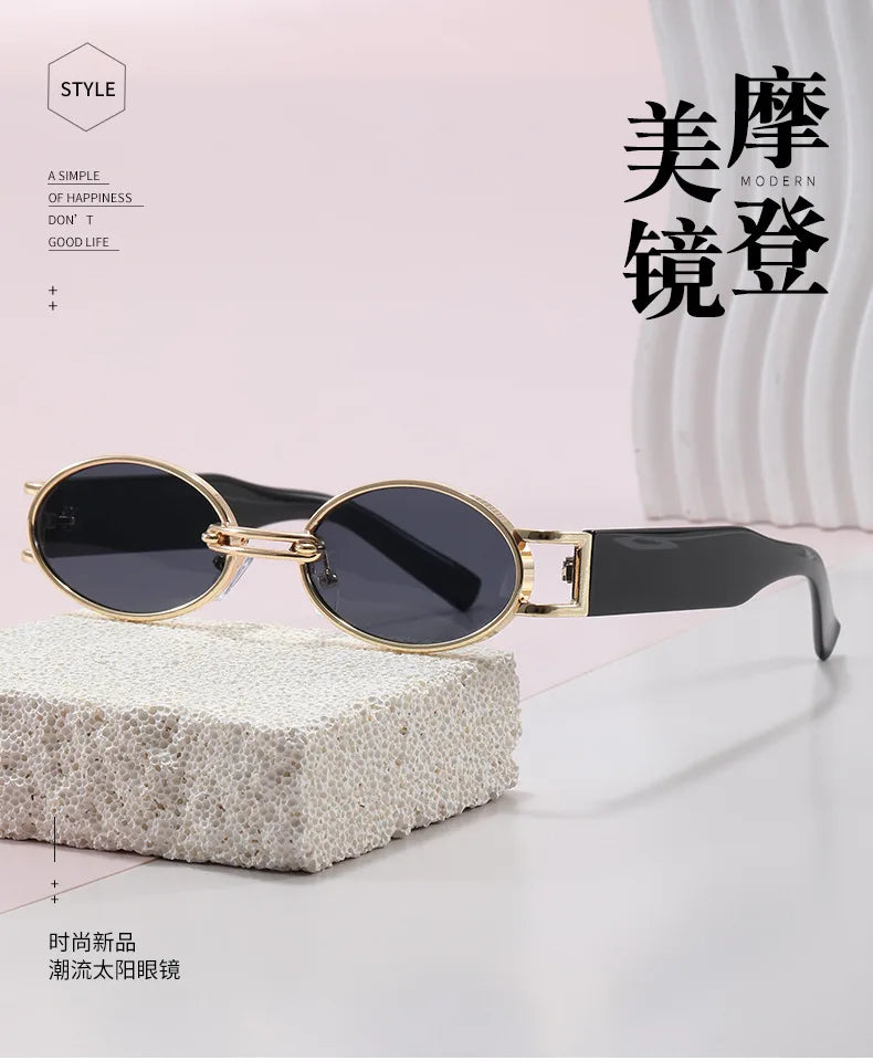 Retro Oval UV400 Sunglasses – Slim Vintage Silhouette