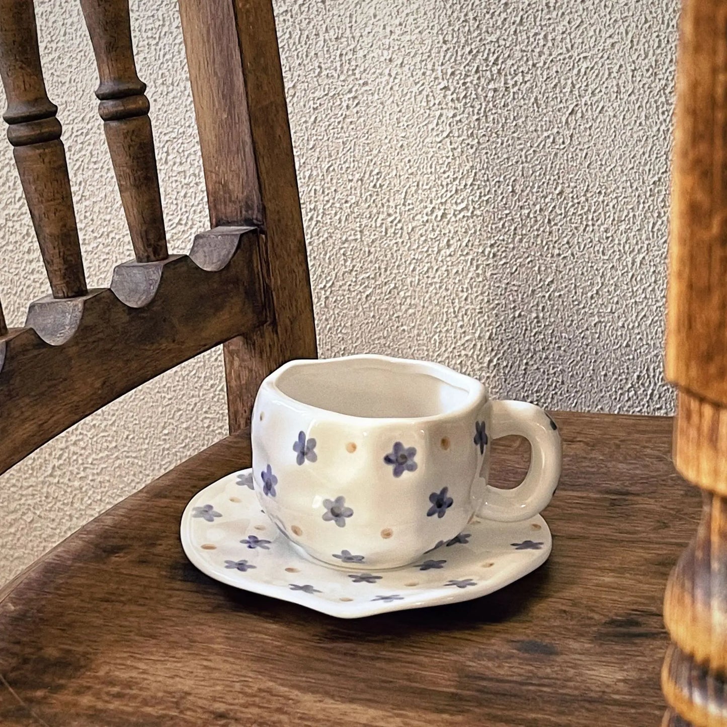 Bloom & Sip Hand-Painted Ceramic Set – Underglaze Floral