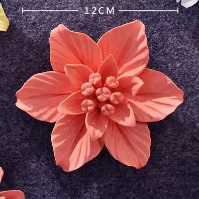 3D Ceramic Flower Wall Art – Aesthetic Home Accent