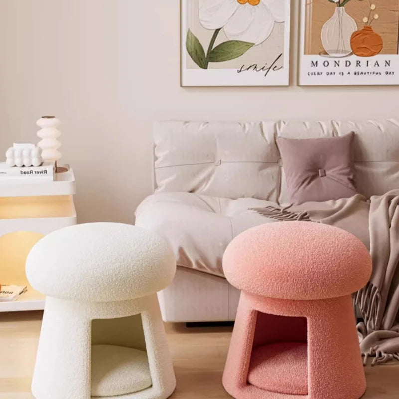Luxe White Vanity Stool – Ergonomic Glam Seat