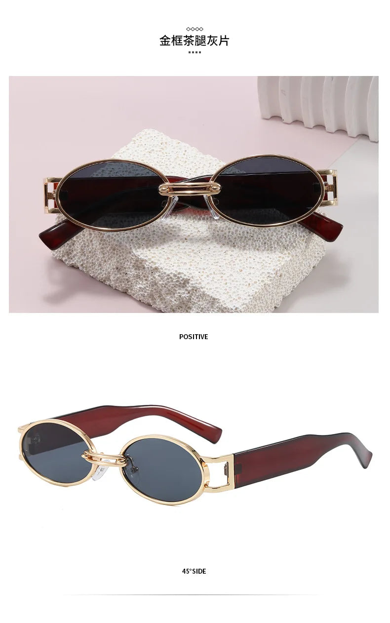 Retro Oval UV400 Sunglasses – Slim Vintage Silhouette