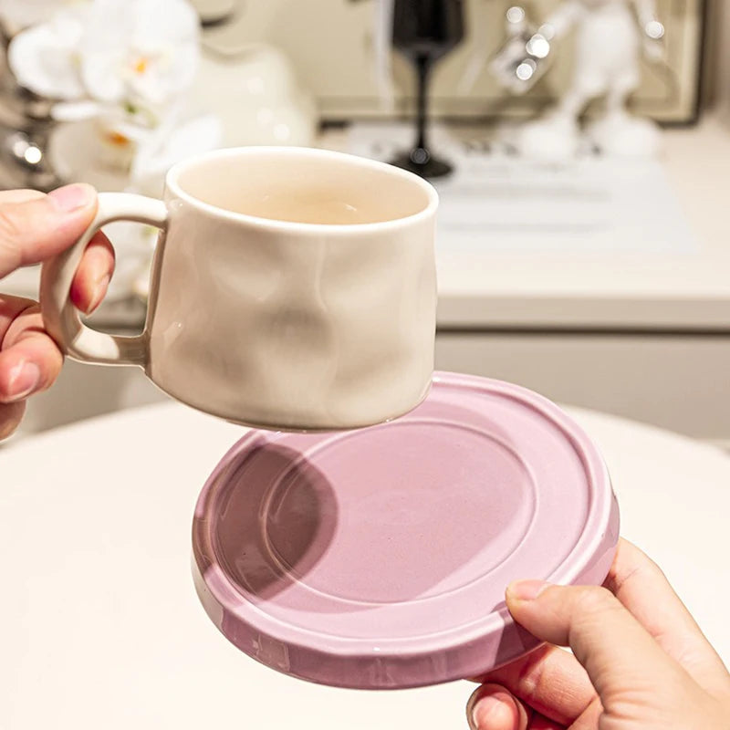 Cute Ceramic Coffee Cup & Saucer – Café Aesthetic