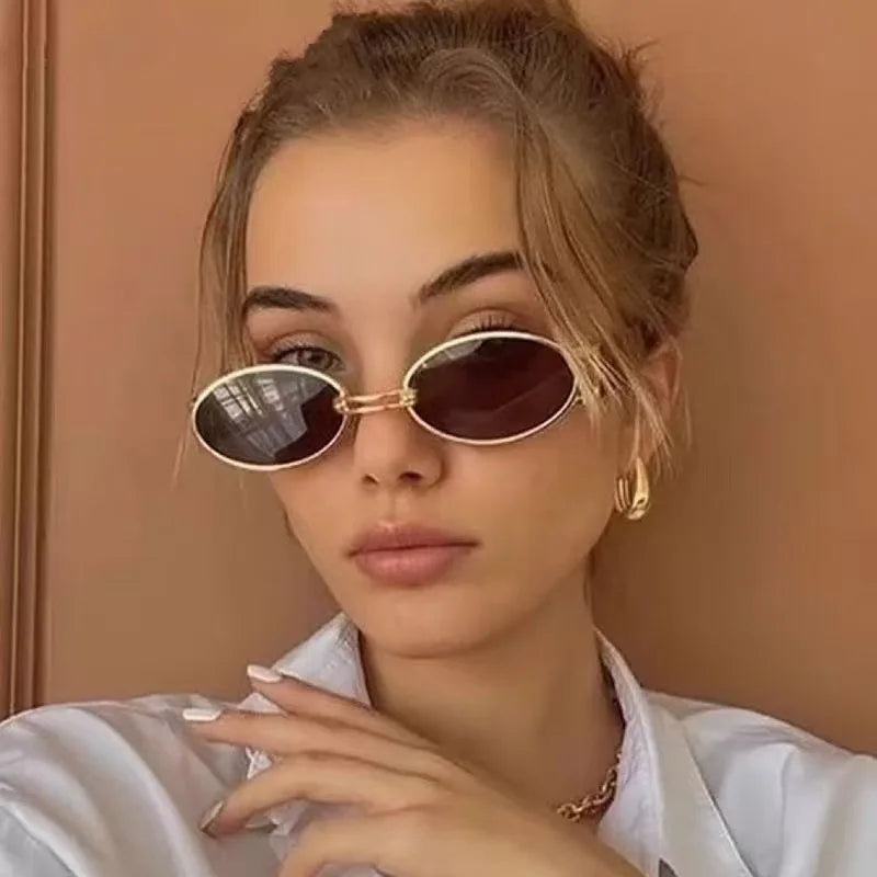 Retro Oval UV400 Sunglasses – Slim Vintage Silhouette