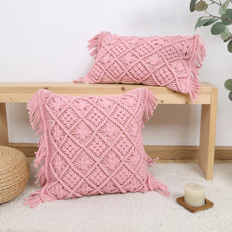 Vintage Geo Handwoven Cushion Cover – Cozy Rope Texture
