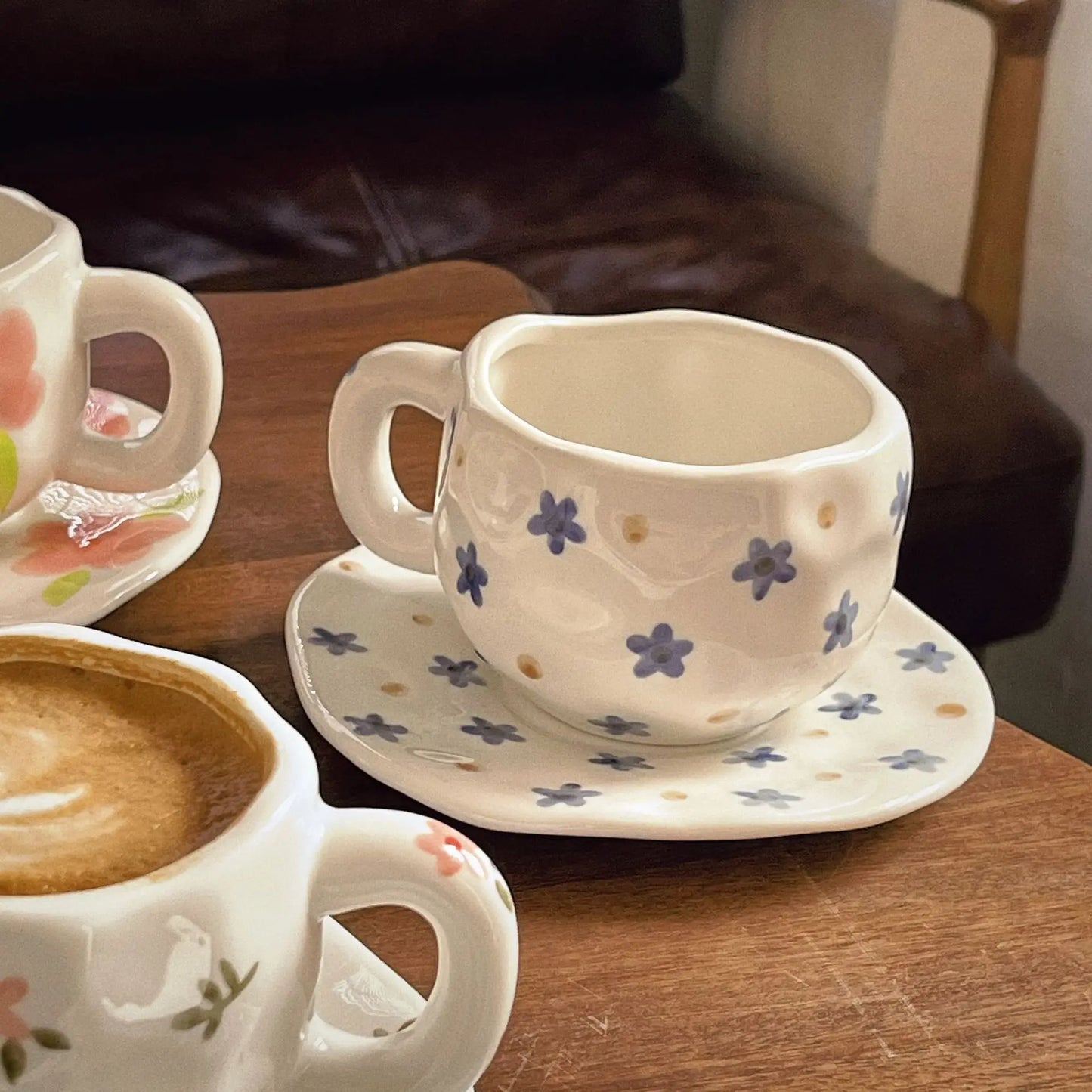 Bloom & Sip Hand-Painted Ceramic Set – Underglaze Floral