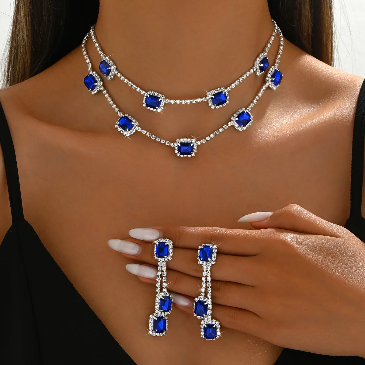 Crystal Jewelry Set (3-Piece) – Necklace & Earrings