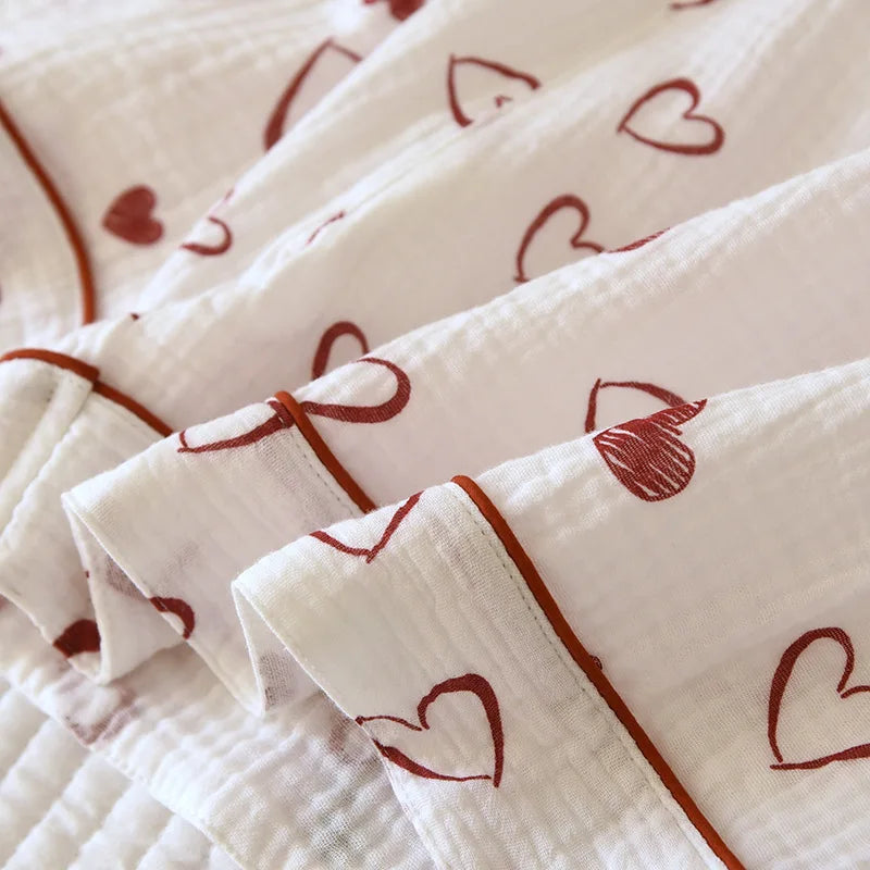 Double-Layer Cotton Sleepwear – Spring/Summer Set