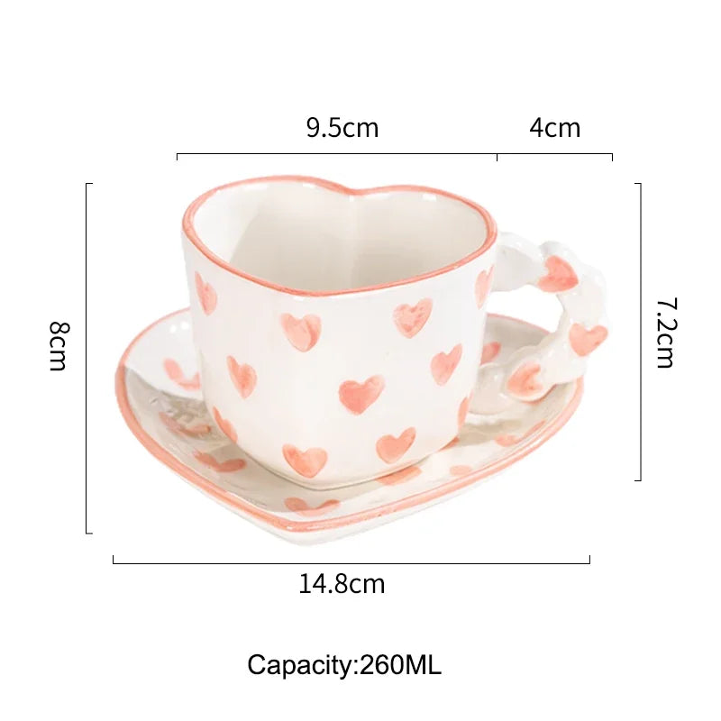 Heart Cup & Saucer – Cute INS Style