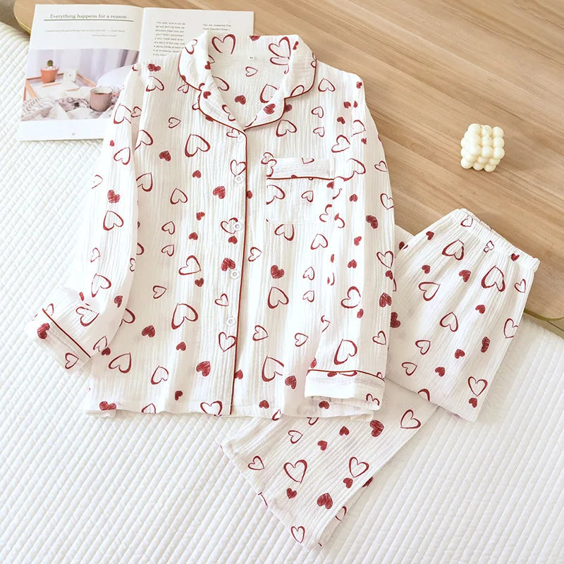 Double-Layer Cotton Sleepwear – Spring/Summer Set