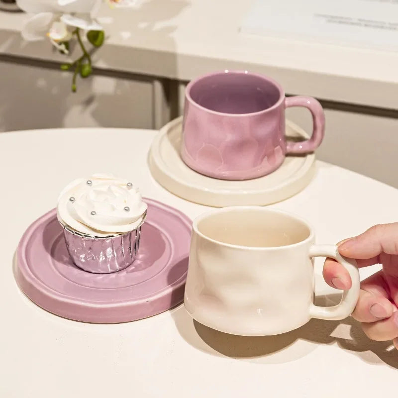 Cute Ceramic Coffee Cup & Saucer – Café Aesthetic