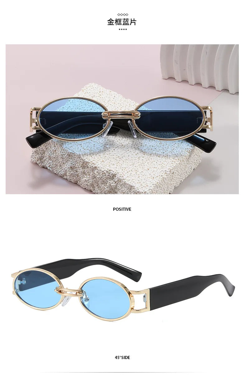 Retro Oval UV400 Sunglasses – Slim Vintage Silhouette