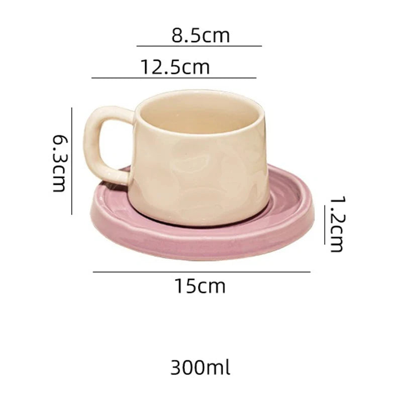 Cute Ceramic Coffee Cup & Saucer – Café Aesthetic