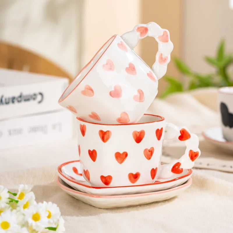 Heart Cup & Saucer – Cute INS Style
